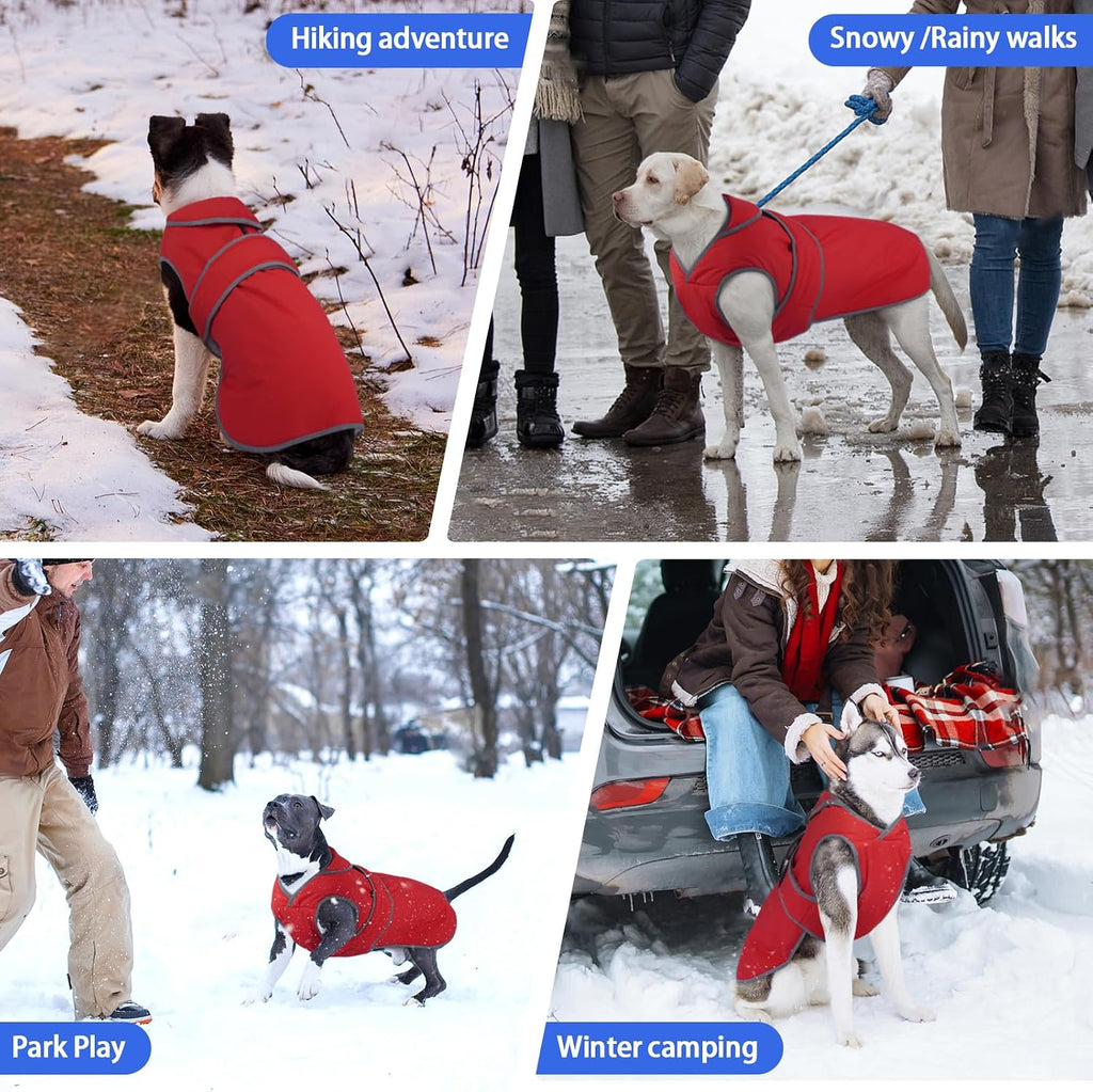 Warm Dog Coat Waterproof Winter Dog Jacket, S, Red