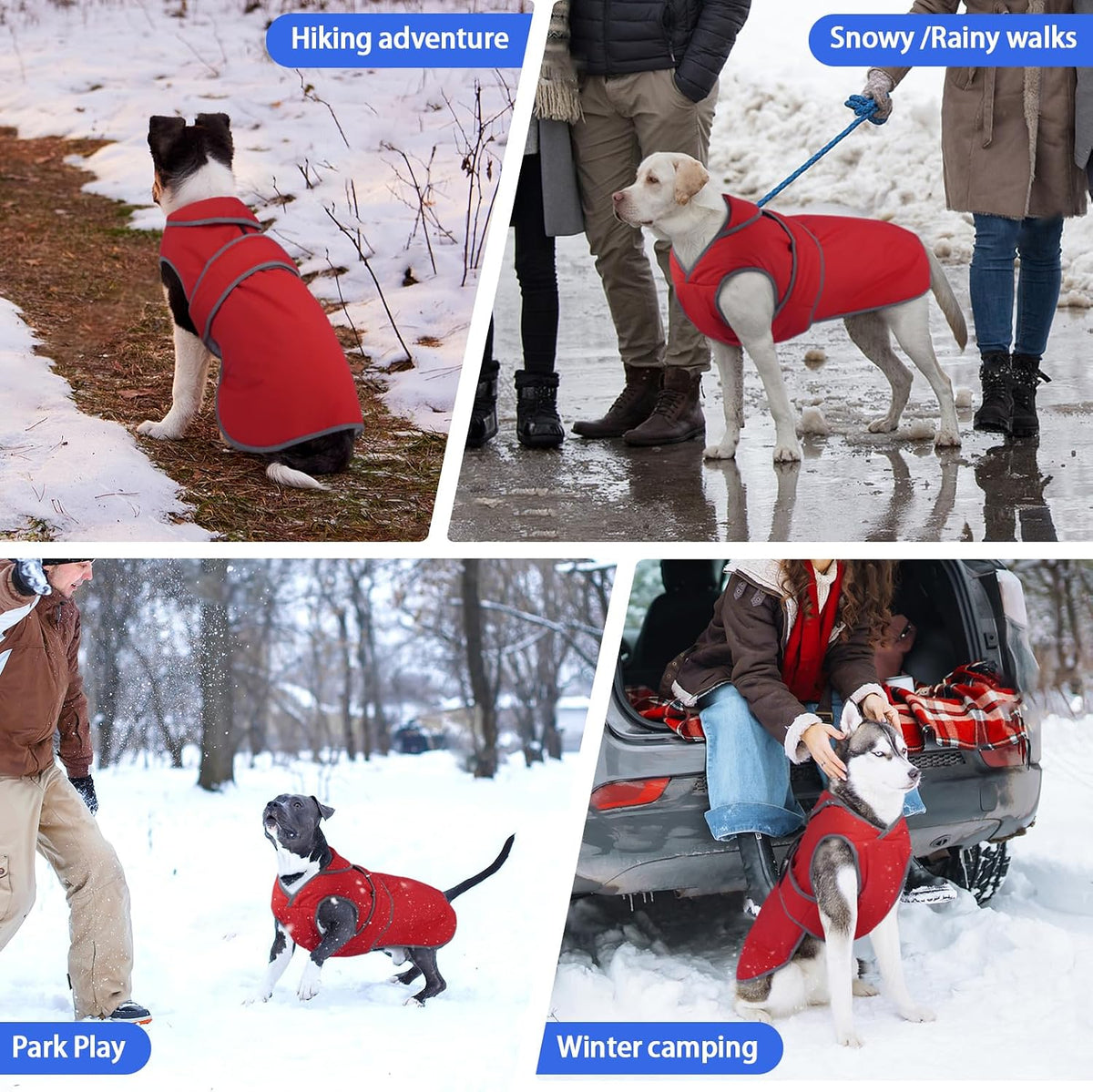 Warm Dog Coat Waterproof Winter Dog Jacket, S, Red