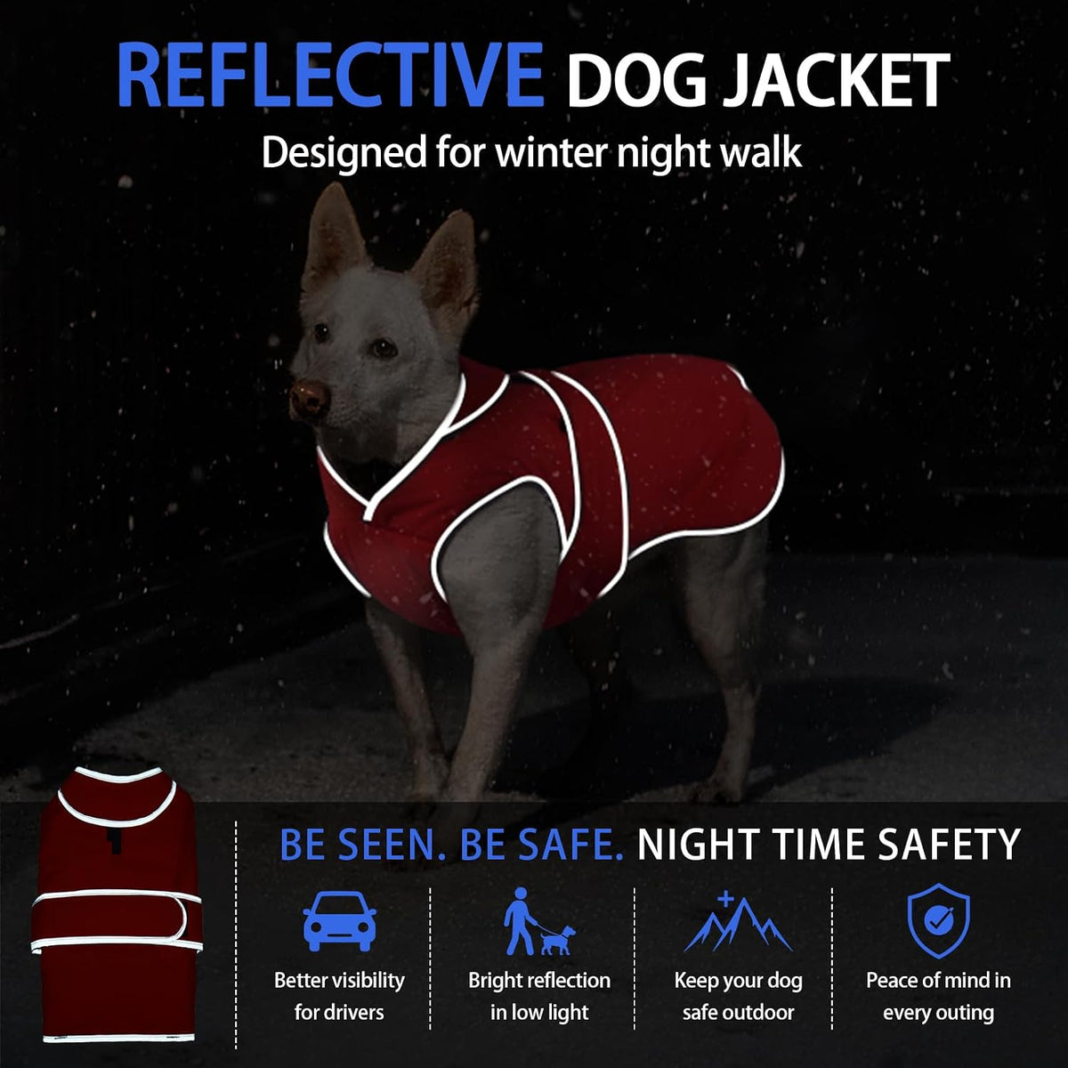 Warm Dog Coat Waterproof Winter Dog Jacket, S, Red