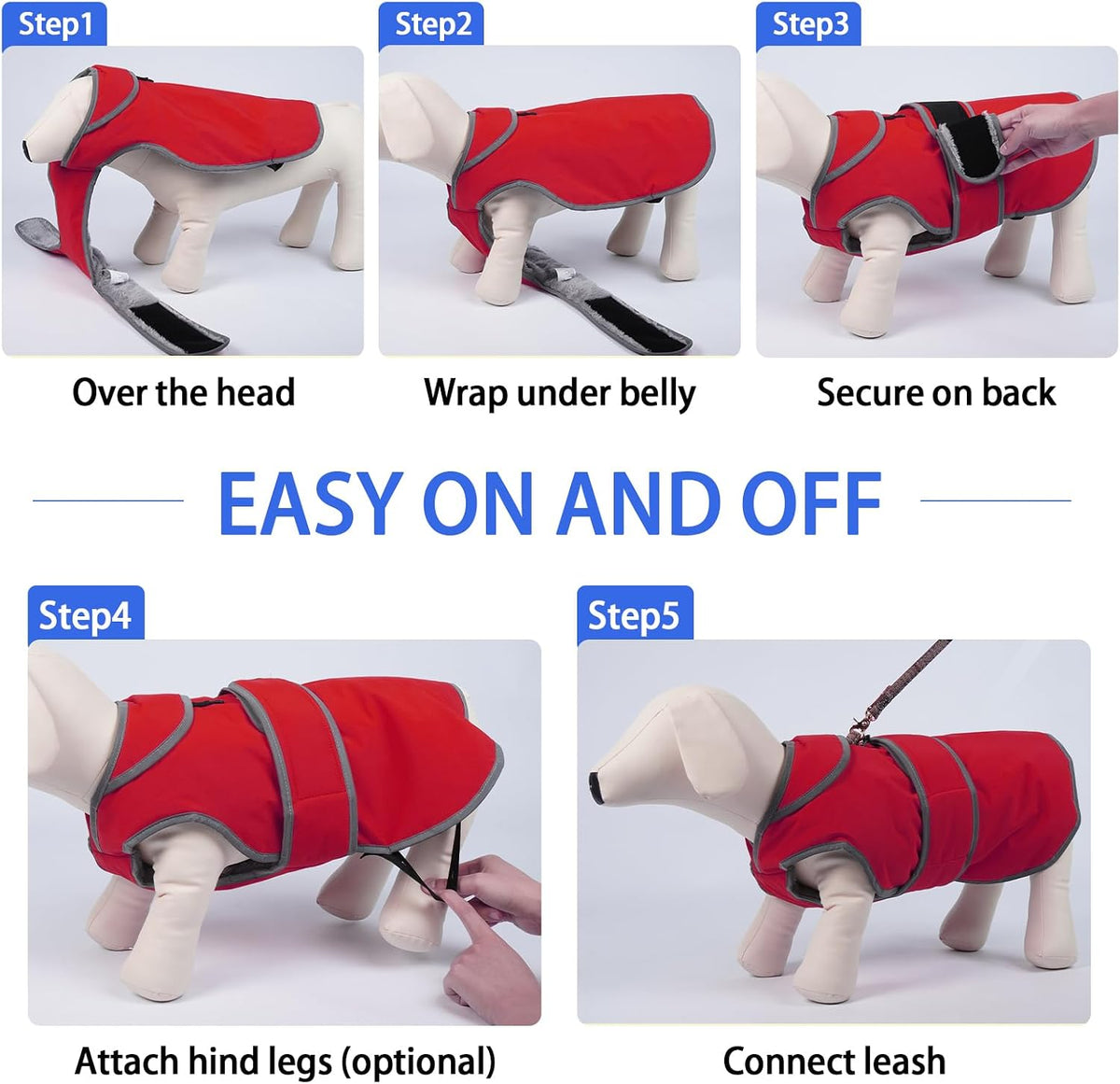 Warm Dog Coat Waterproof Winter Dog Jacket, S, Red