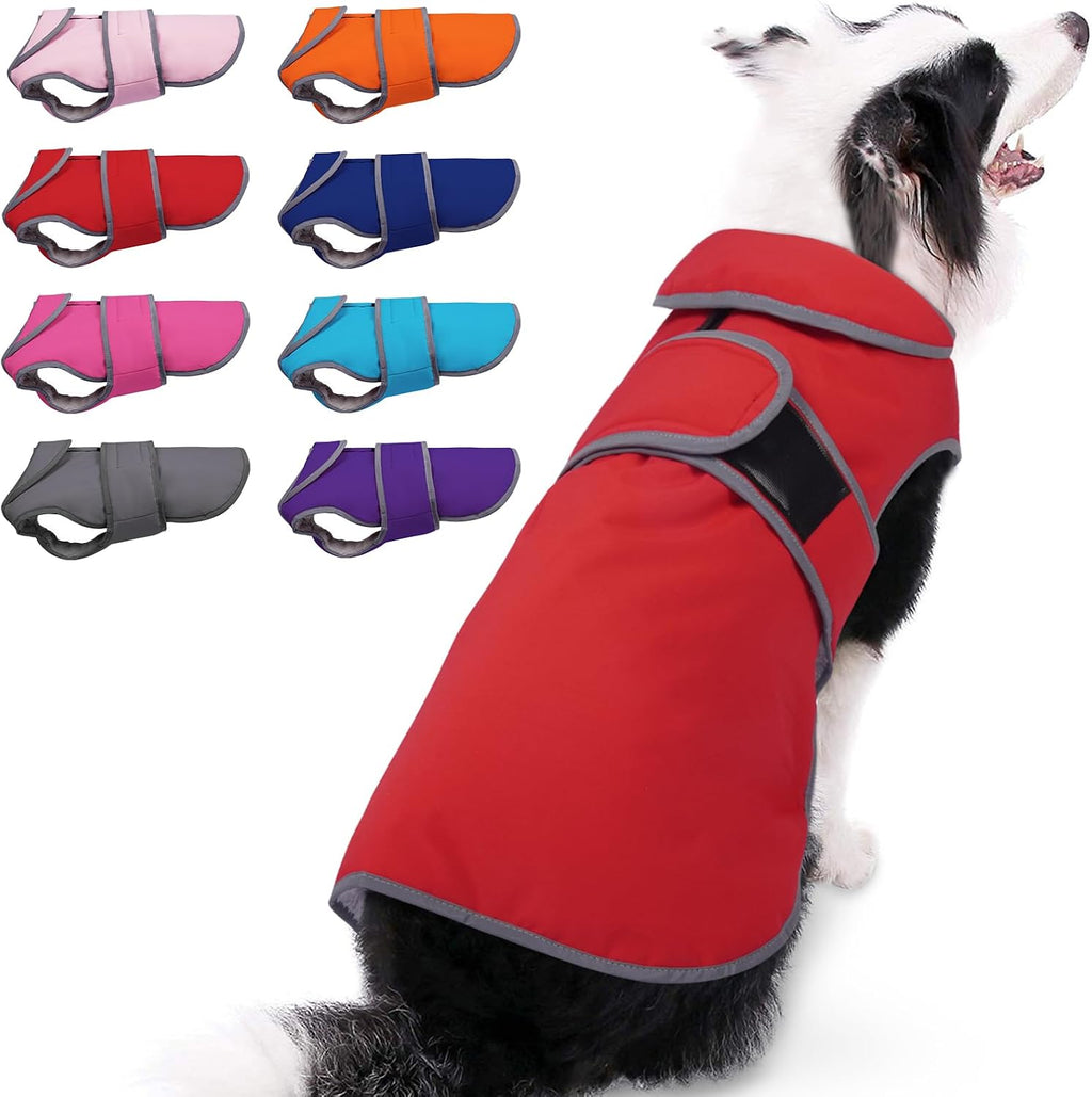 Warm Dog Coat Waterproof Winter Dog Jacket, S, Red