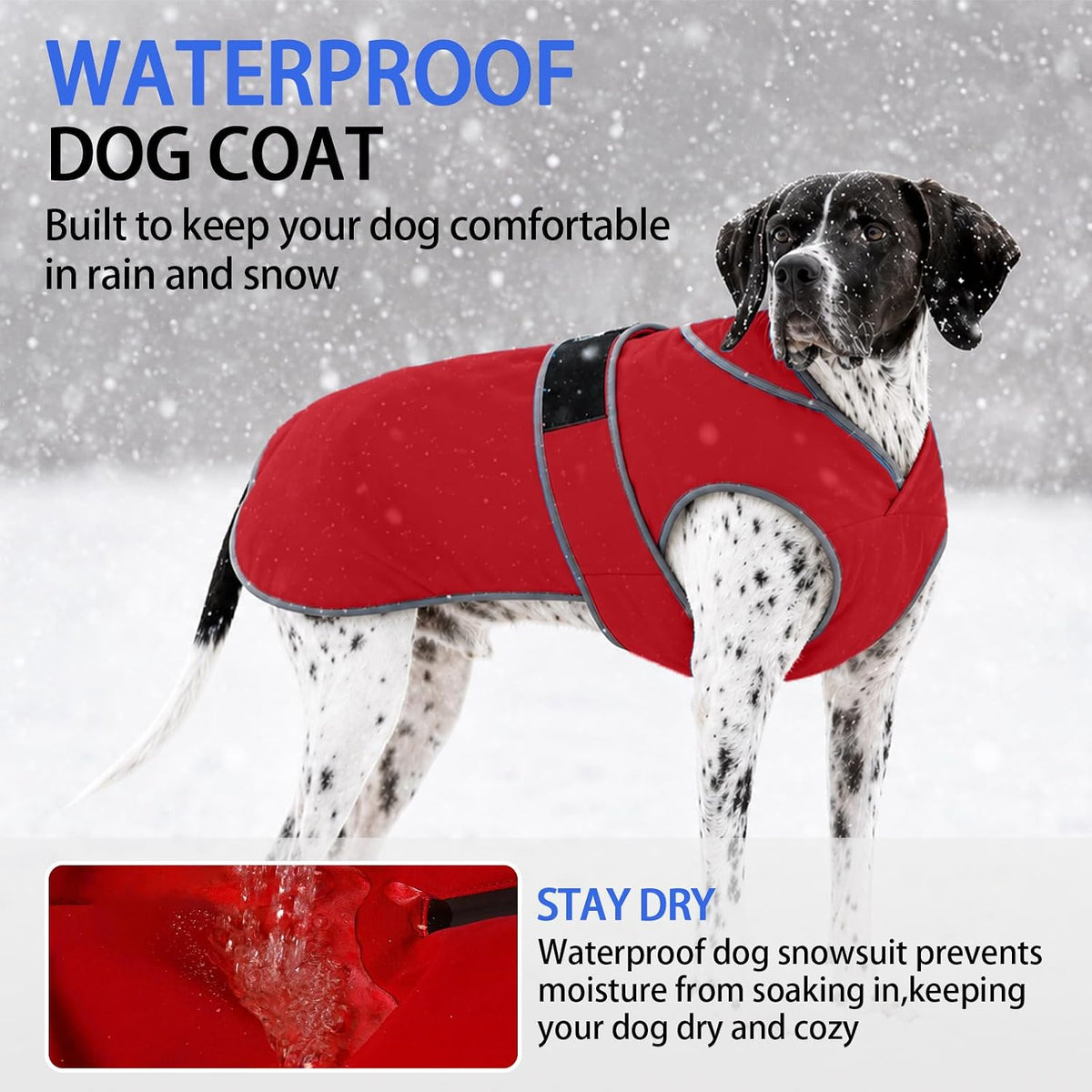 Warm Dog Coat Waterproof Winter Dog Jacket, S, Red