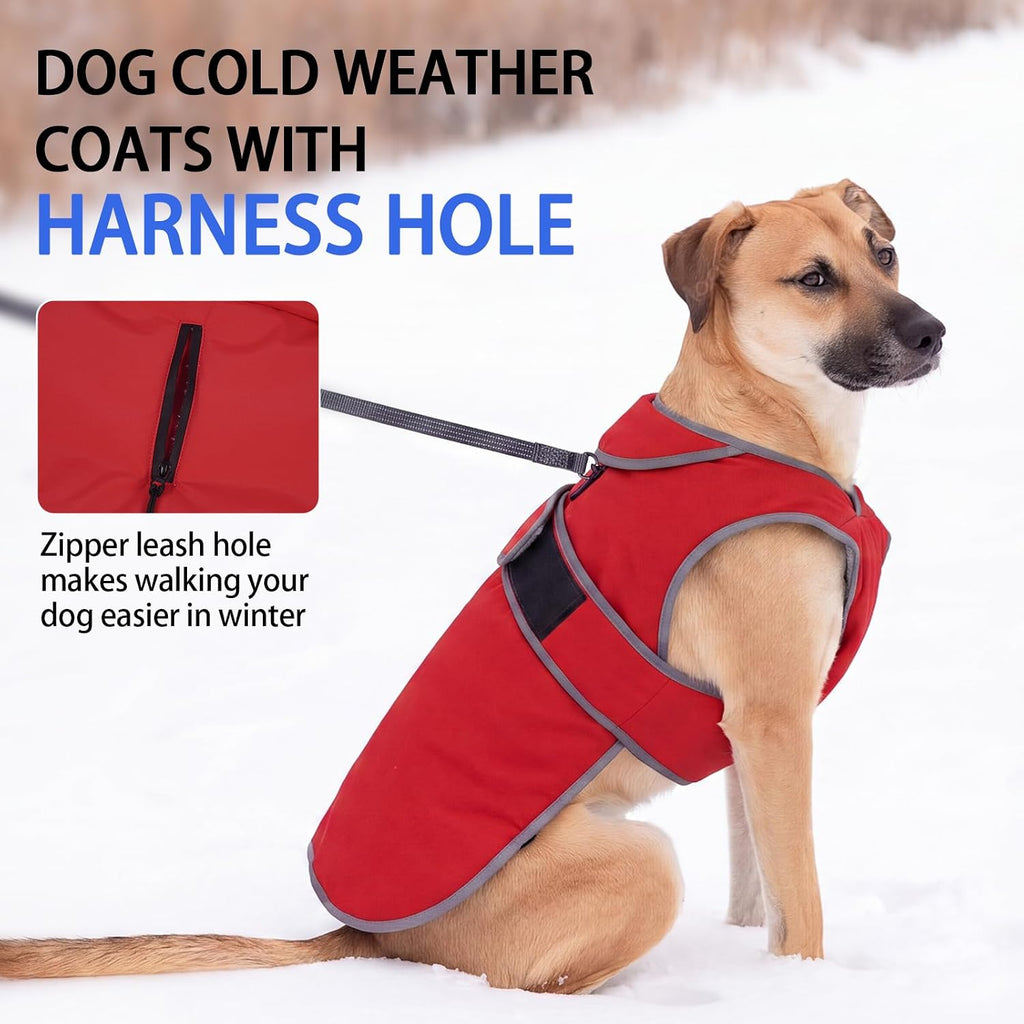 Warm Dog Coat Waterproof Winter Dog Jacket, S, Red